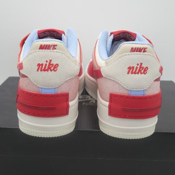 NEW Nike Women's 7 Air Force 1 Shadow Summit White University Red Sneakers Shoes - Picture 4 of 14